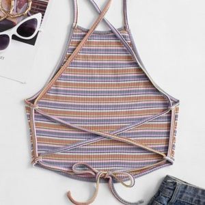 Ribbed Tie-Back Crop Top